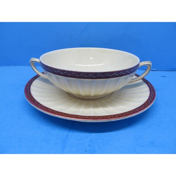 Crown Ducal England Adaptation Early English Double Handled Soup Bowl Underplate - Picture 8 of 8